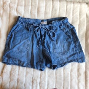 Blue Linen Shorts